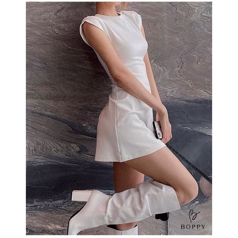 BLIS DRESS Đầm thun body xoè nhẹ sát nách trắng đen nâu (ảnh thật) | BigBuy360 - bigbuy360.vn