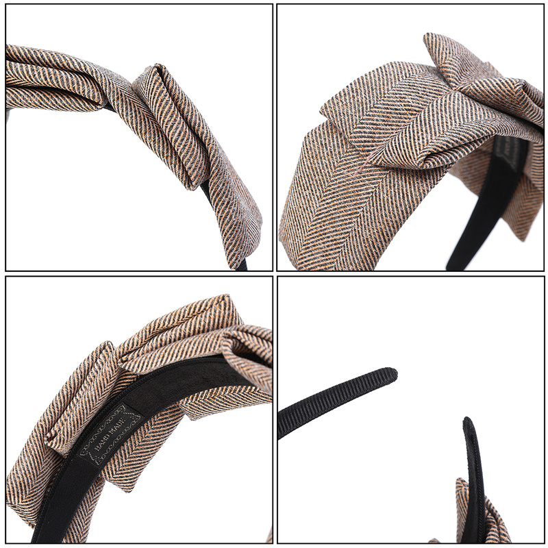 Băng đô cài tóc Haimeikang bằng vải dày kẻ sọc thời trang mùa đông cho nữ