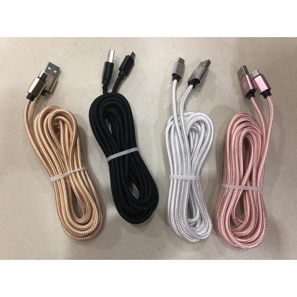 Cáp sạc dây dù 3m dành cho Iphone/ Samsung Micro USB/ Type C | Shopee Việt  Nam