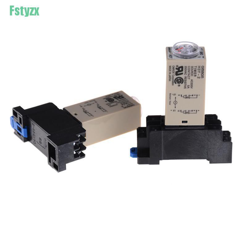 fstyzx 220V H3Y-2 Power On Time Relay Delay Timer 0-30s/60s DPDT & Base Socket