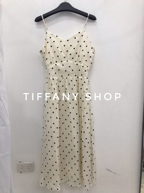 [ Sale ]Maxi hai dây chấm bi cúp ngực dài qua gối thướt tha uyển chuyển mùa hè