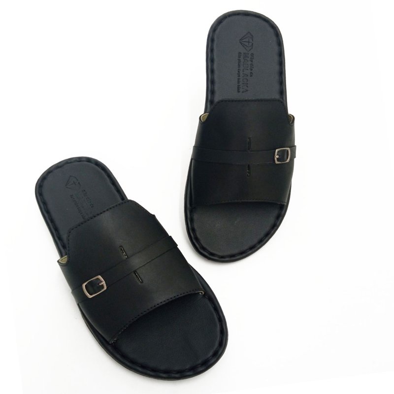 Dép da nam quai ngang MABLACKA 2 màu Đen,NÂU mang cực sang chân,đế êm,mỏng nhẹ K205