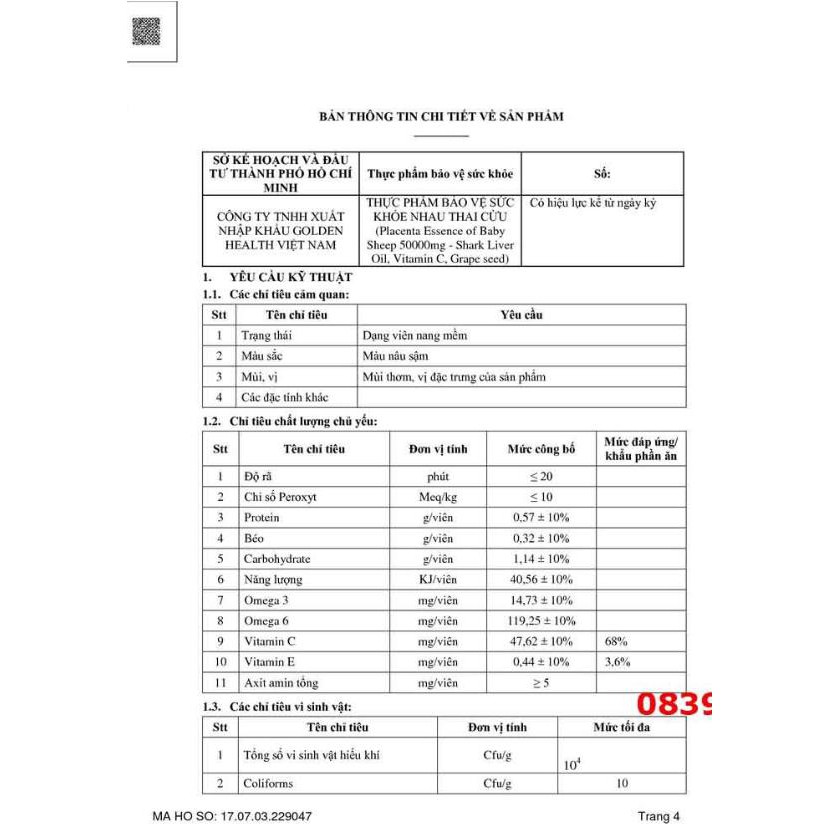 Viên uống nhau thai cừu Golden Health 50.000mg 100 viên