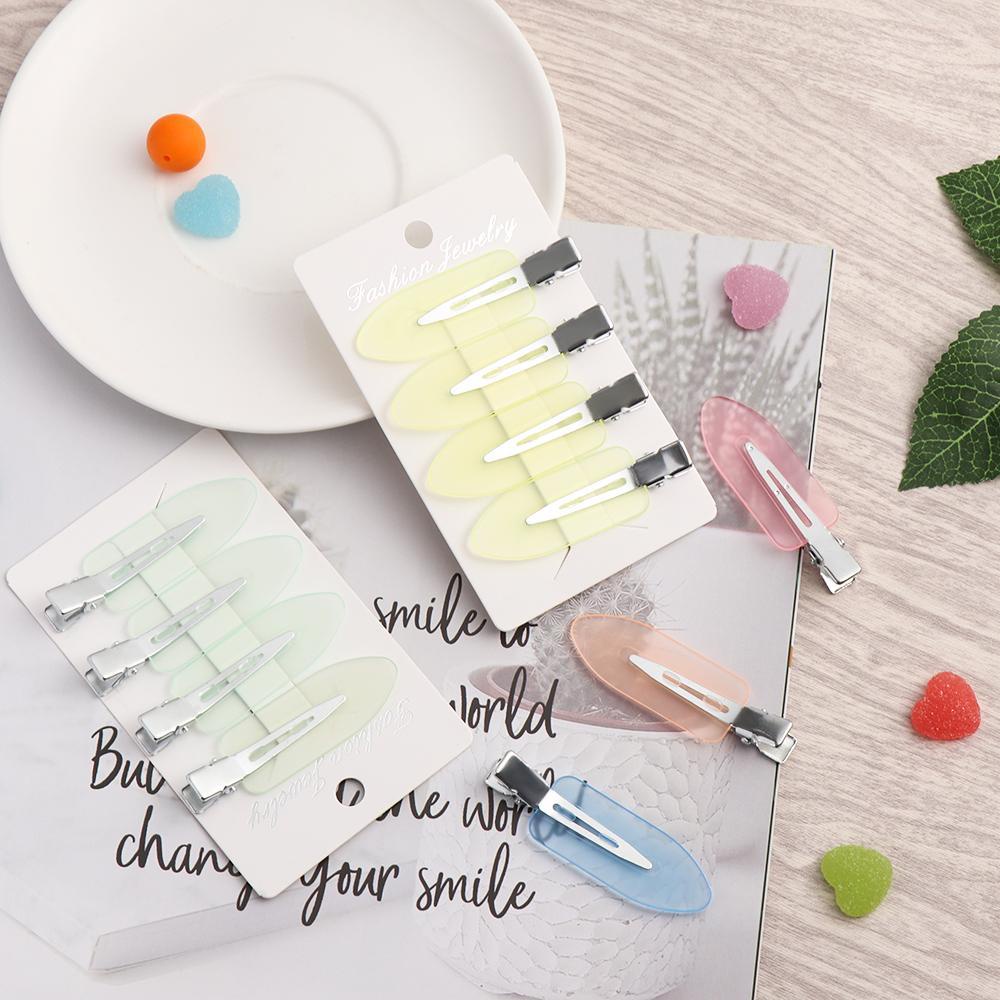Set 4 Kẹp Tóc Không Để Lại Dấu Màu Sắc Kẹo Ngọt Trong Suốt