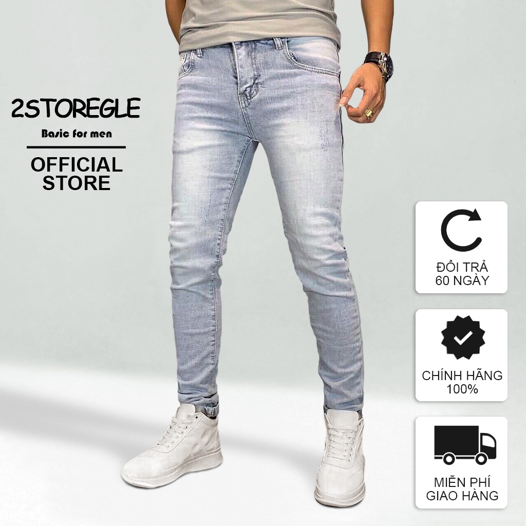 Quần Jeans Nam Wash Bạc Thời Trang 2STOREGLE Phong Cách Hàn Quốc