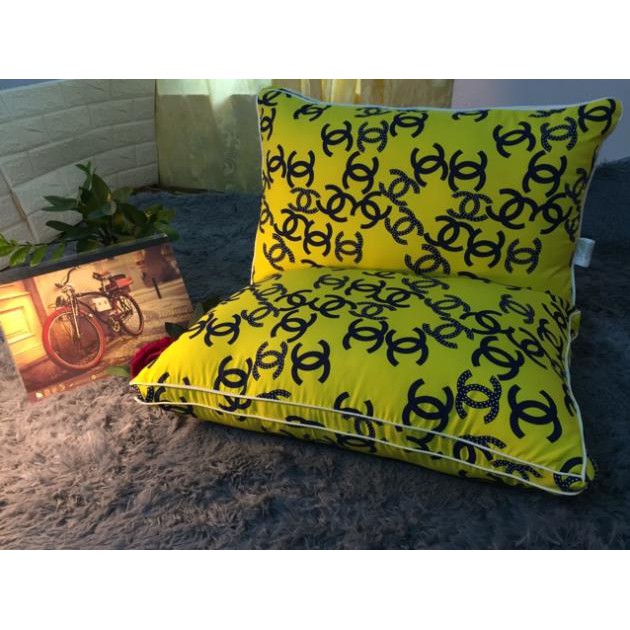 Gối ngủ văn phòng chất lụa, gối hơi cao cấp hoạ tiết thương hiệu - Mẹ Min's Shop