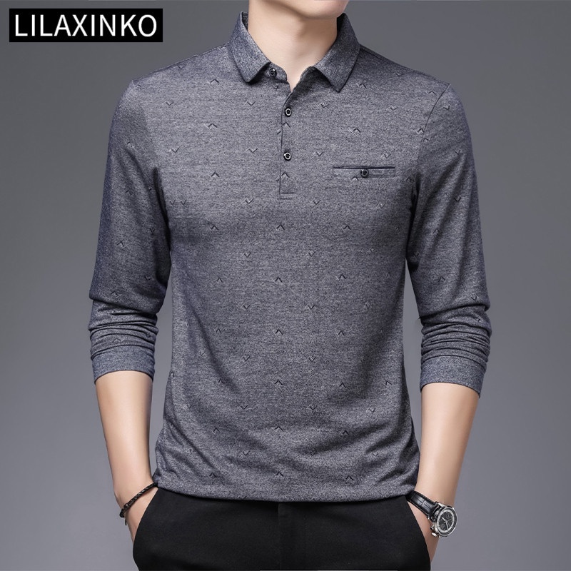 Áo thun polo tay dài cổ bẻ phong cách cơ bản thời trang trang trọng thường ngày 3 màu tùy chọn dành cho nam giới | BigBuy360 - bigbuy360.vn