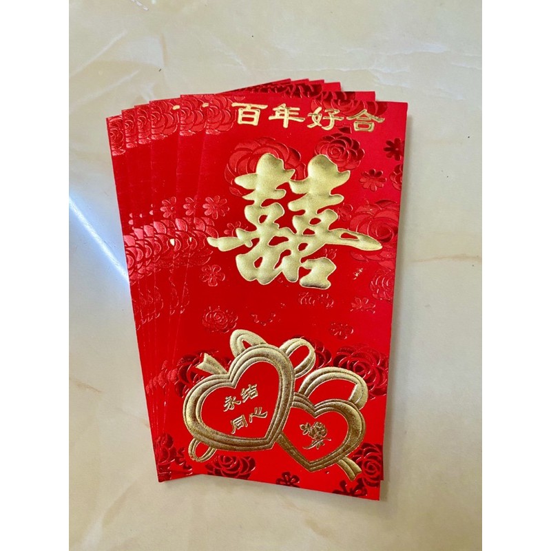 BAO LÌ XÌ CƯỚI - LÌ XÌ BƯNG QUẢ ĐÁM CƯỚI GIẤY NHUNG ĐỎ CAO CẤP