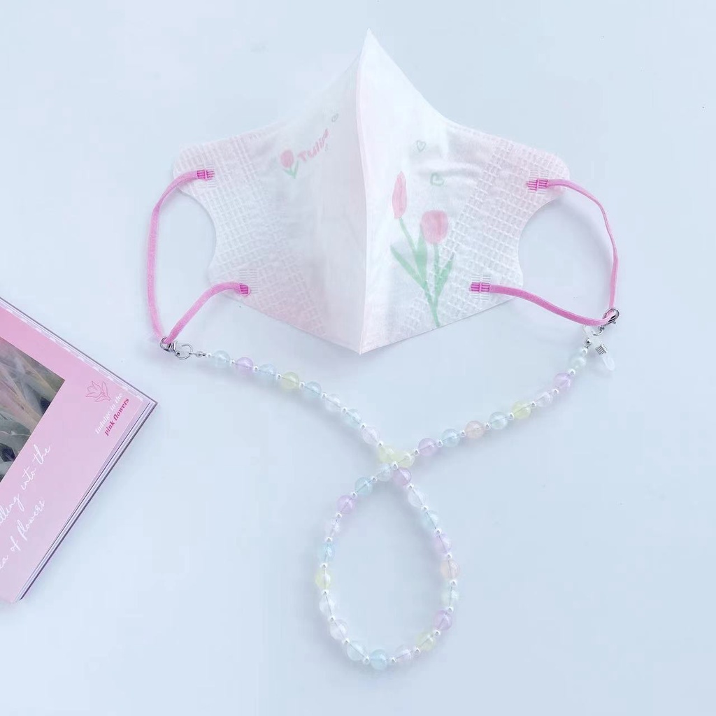 Dây Đeo Mắt Kính Xỏ Hạt Acrylic Màu Macaron Phong Cách Hàn Quốc Mới