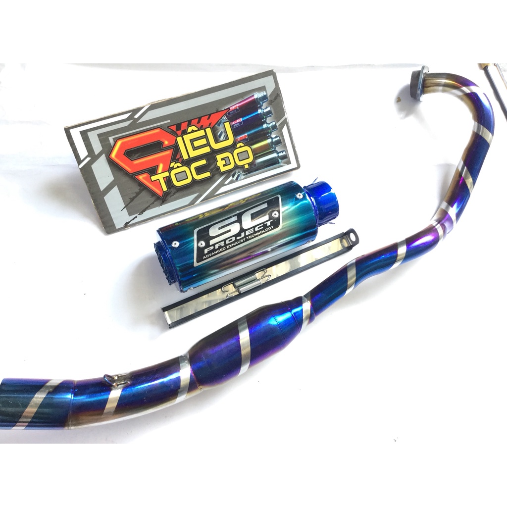 Pô SC TRÒN LƯỚI TITAN cả cổ bầu hơi titan exciter, winer, sonic, raider, satria, gsx, TFX,R15,...