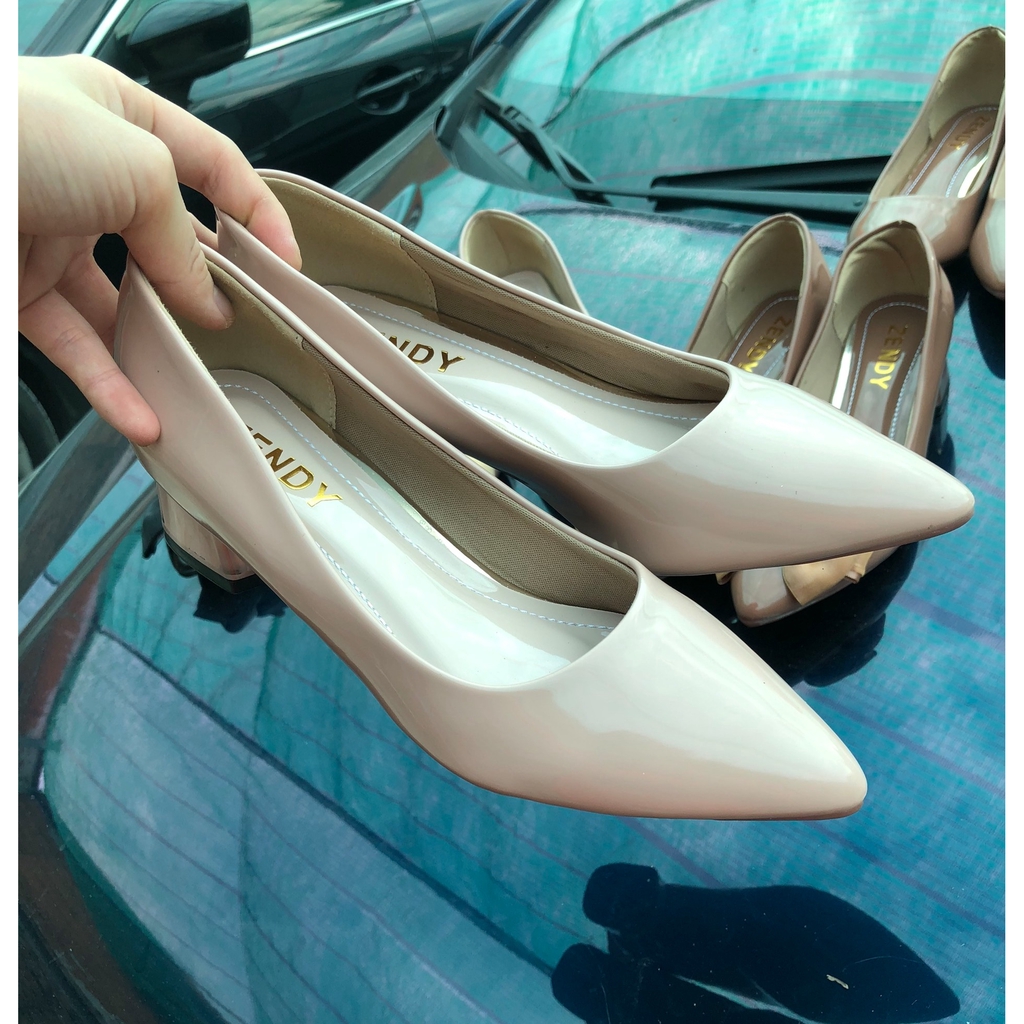 GIÀY CAO GÓT NỮ DA BÓNG GÓT MEKA TRONG 4CM HDA4