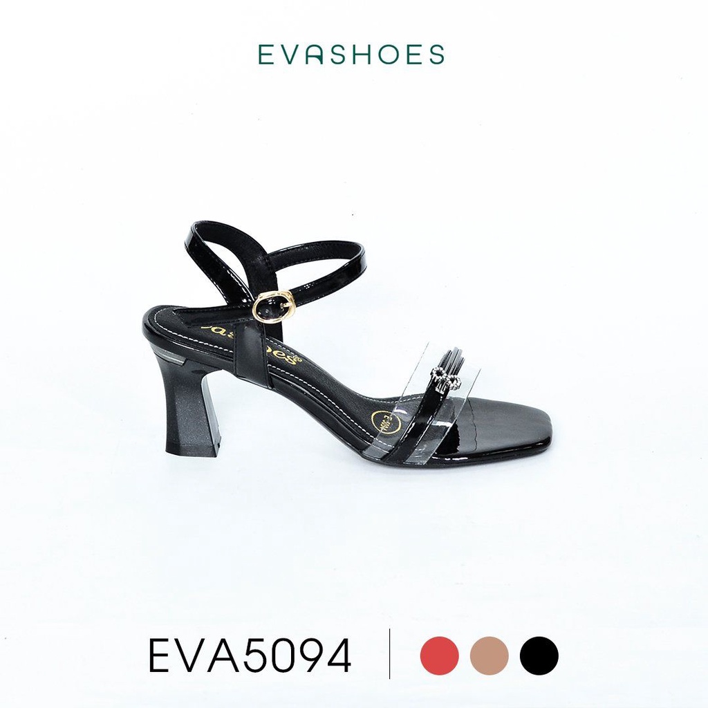 Dép Sandal cao gót quai trong phối nơ cao 5cm Evashoes Eva5094