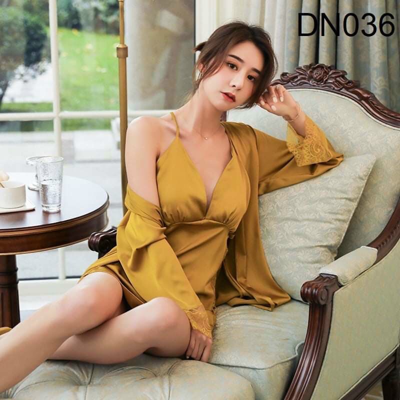 SET áo choàng đầm ngủ lụa ngắn phối ren 2 đường hông sang chảnh quyến rũ ĐỦ SIZE TẶNG KÈM QUẦN LÓT REN | BigBuy360 - bigbuy360.vn