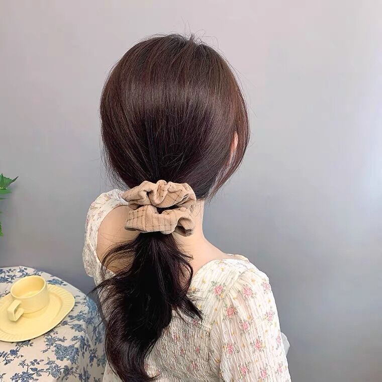 Dây buộc tóc Haimeikang bản lớn màu trơn phong cách Hàn Quốc đơn giản