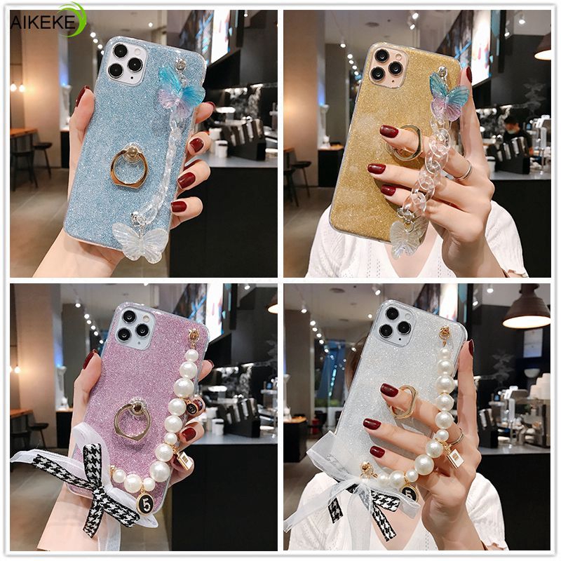 For Sony Xperia Z5 Z1 Z2 Z3 Z4 Case Pearl Butterfly Bowknot Bracelet Holder Stand Ring Glitter Bling Luxury Soft TPU Case Cover