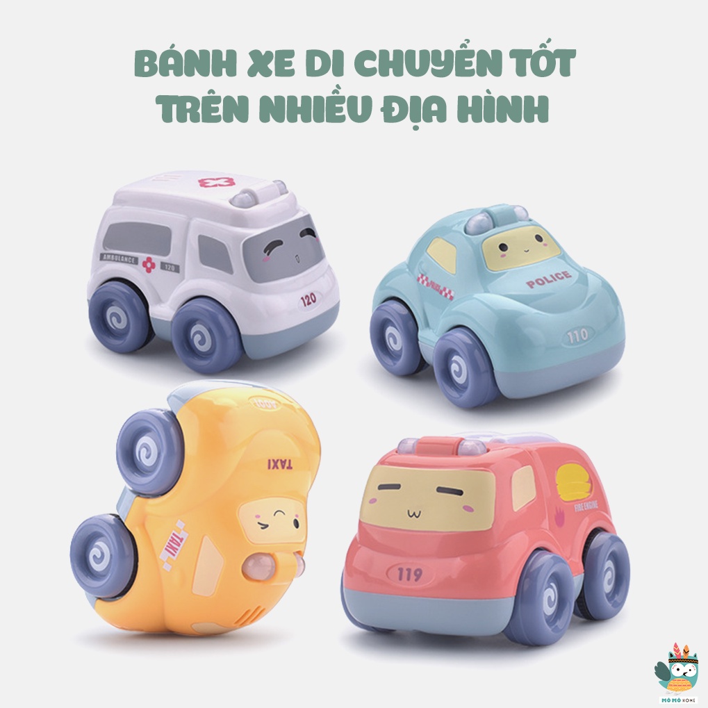 Ô tô đồ chơi quán tính cho bé gồm xe cảnh sát, cứu thương, cứu hỏa, taxi - Mô Mô Home