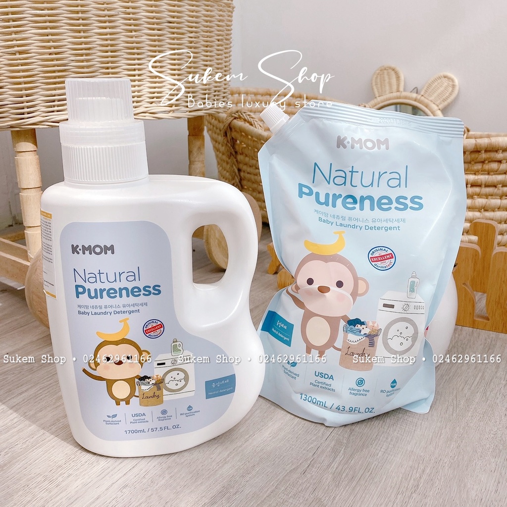 Nước Giặt Xả Sơ Sinh Hữu Cơ Kmom Chai/Túi Mẫu Mới