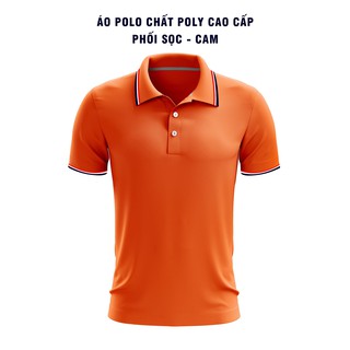 Áo polo chất poly phối sọc - cam bt1