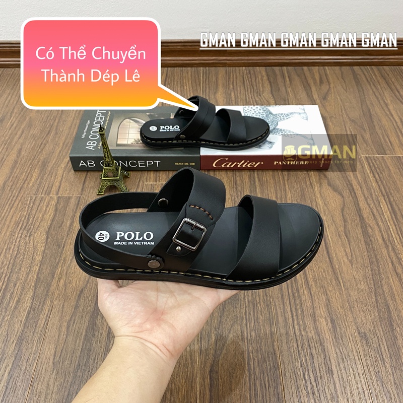 Dép da nam chất liệu da bò đế cao su khâu chỉ dù bền bỉ TK911