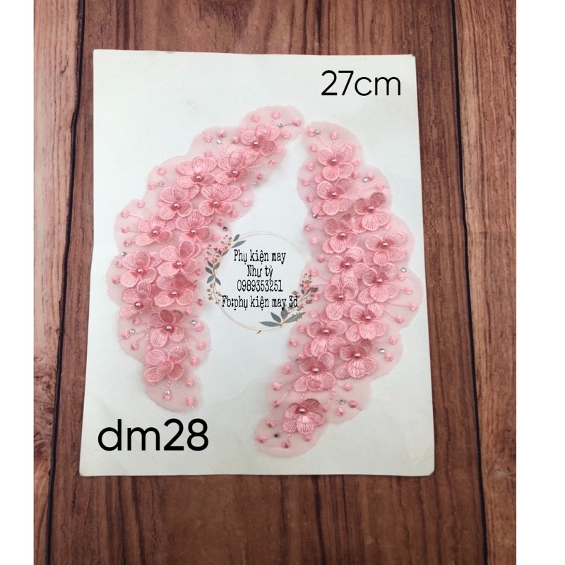 cặp ren thêu hoa 3d nhí xinh xắn 27cm