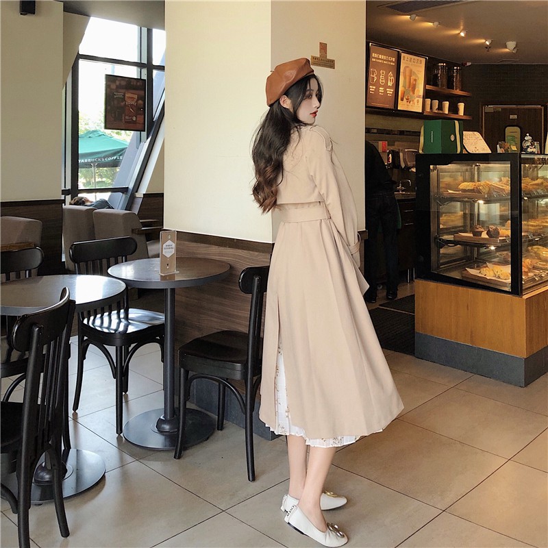 Áo khoác ulzzang măng tô hàn quốc hai màu freesize