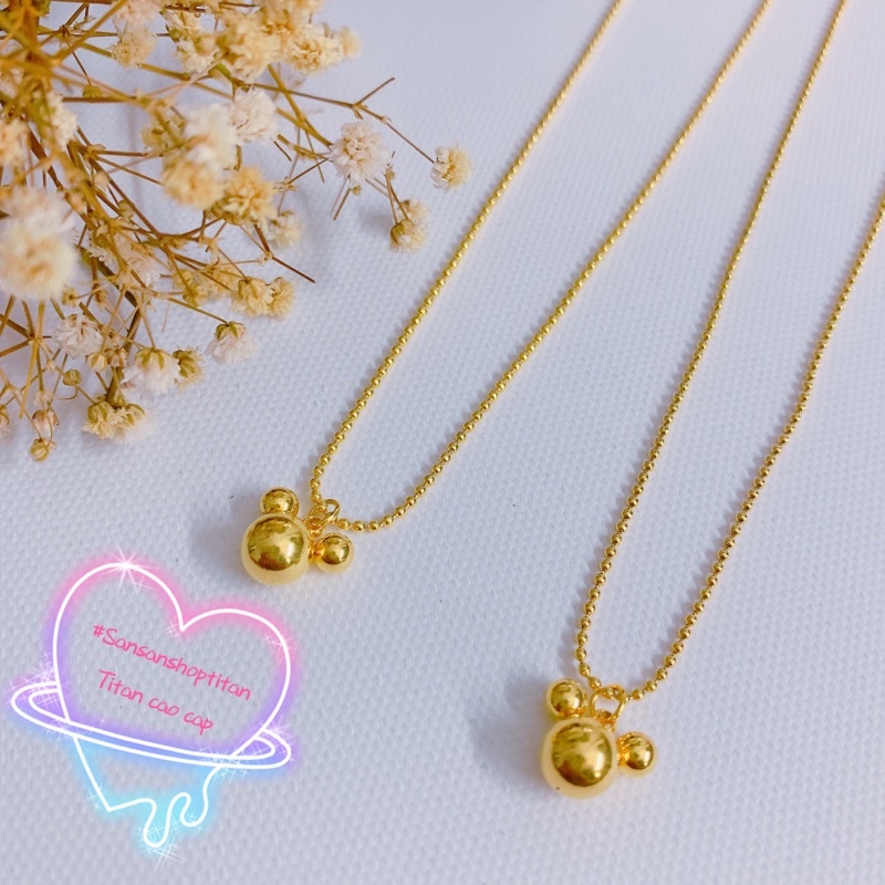 DÂY CHUYỀN NỮ TITAN MẶT GẤU TRÒN CAO CẤP không đen gỉ SanSanshop