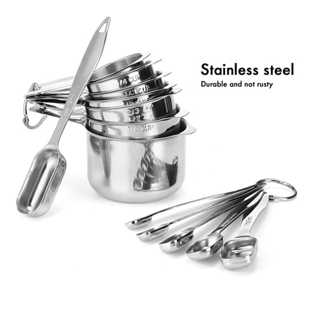 Set 13 Muỗng Đo Lường Gia Vị Bằng Thép Không Gỉ Chất Lượng Cao
