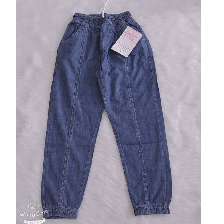 Quần bò giấy baggy lưng bo chun size 46_51 kg