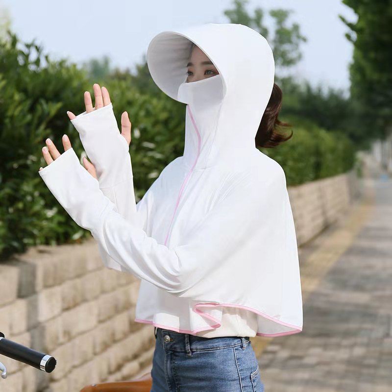 Áo Khoác Chống Nắng Dài Tay Có Nón Trùm Phong Cách Trẻ Trung Dành Cho Nữ