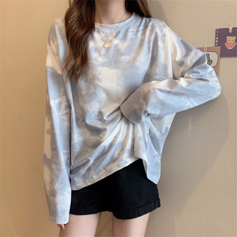 SUXI Áo Thun Nữ Cổ Tròn Dài Tay Kiểu Hàn Quốc Thích Hợp Cho Mùa Thu