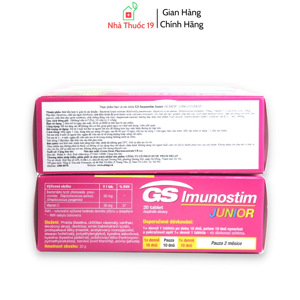 GS Imunostim Junior - Giúp bé tăng cường sức đề kháng, phòng ngừa cảm lạnh cho trẻ - Nhập khẩu từ Ý