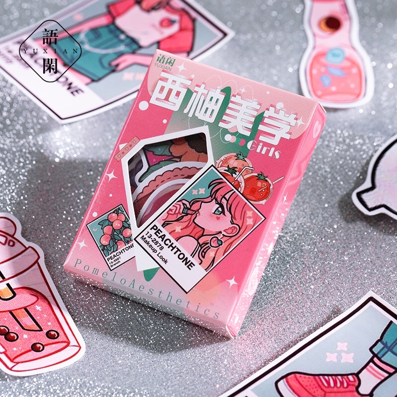 Set 50 sticker cô gái cá tính_hình dán trang trí