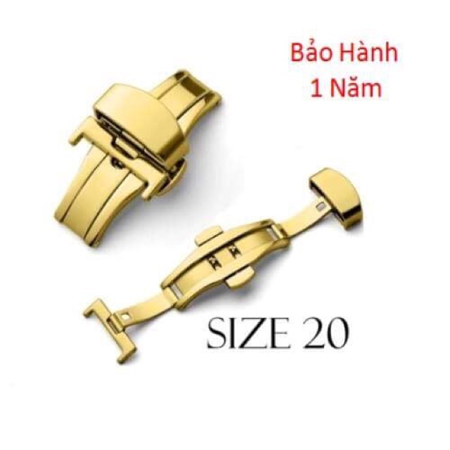 Khoá bướm đồng hồ thép không gỉ size 20 mm dùng dây da size 22