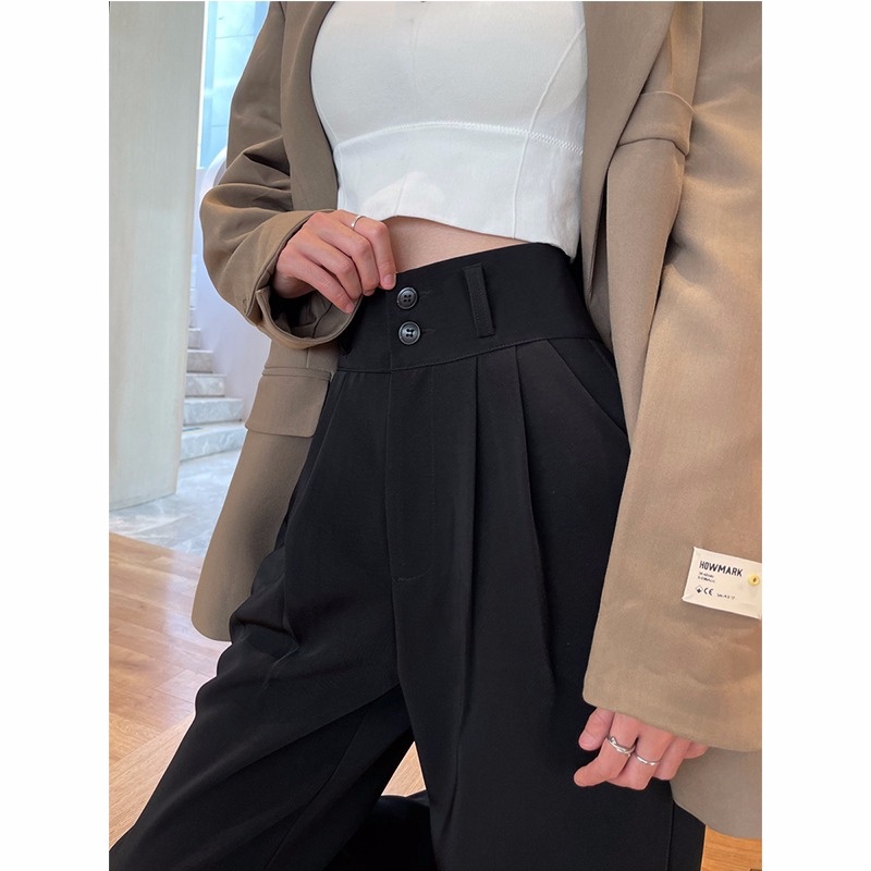 Quần Kaki Dài Lưng Cao Ống Đứng Size S-2xl Thời Trang Xuân Thu Mới Cho Nữ