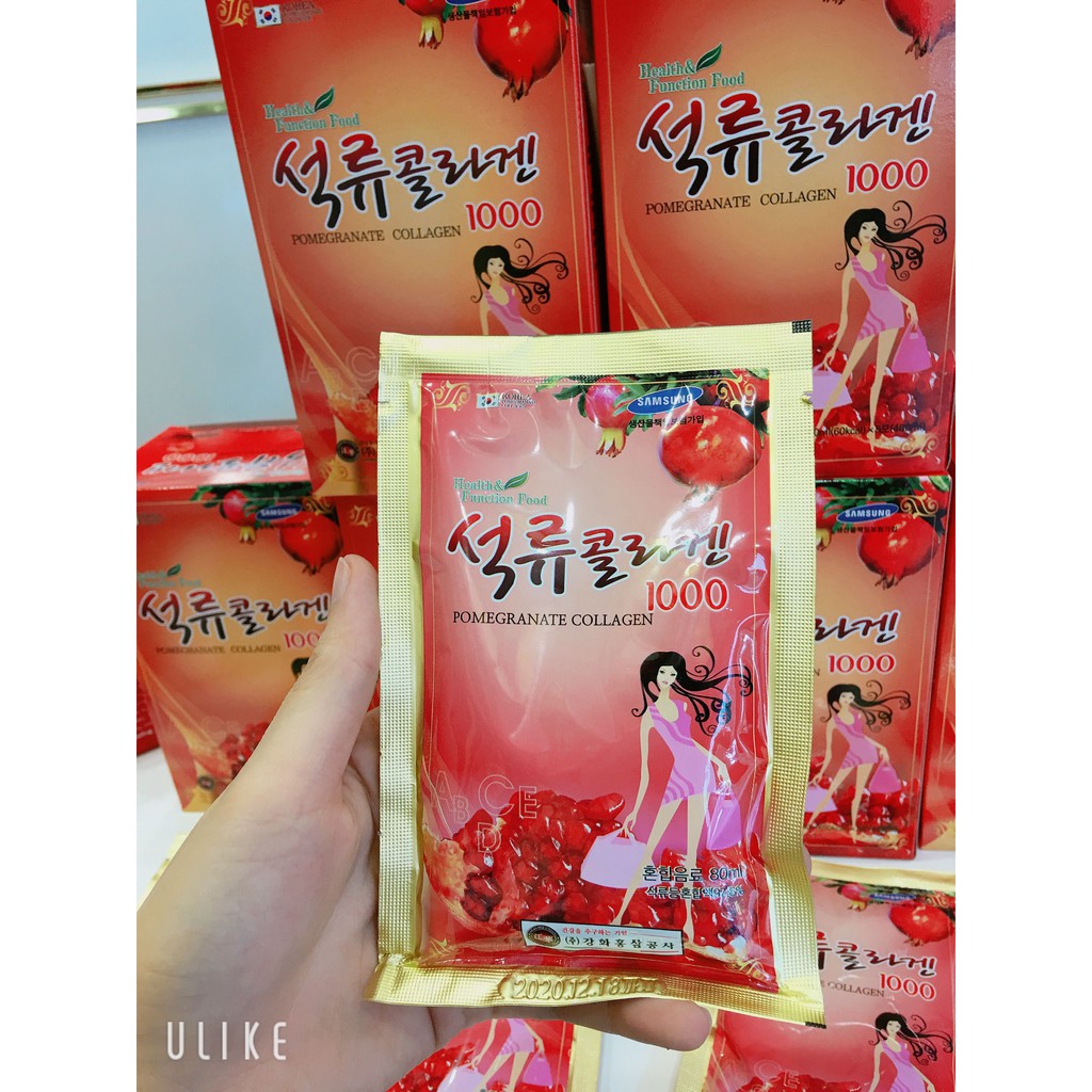 [DATE MỚI]Nước Ép Lựu Collagen Hàn Quốc, Hộp 30 gói* 80ml