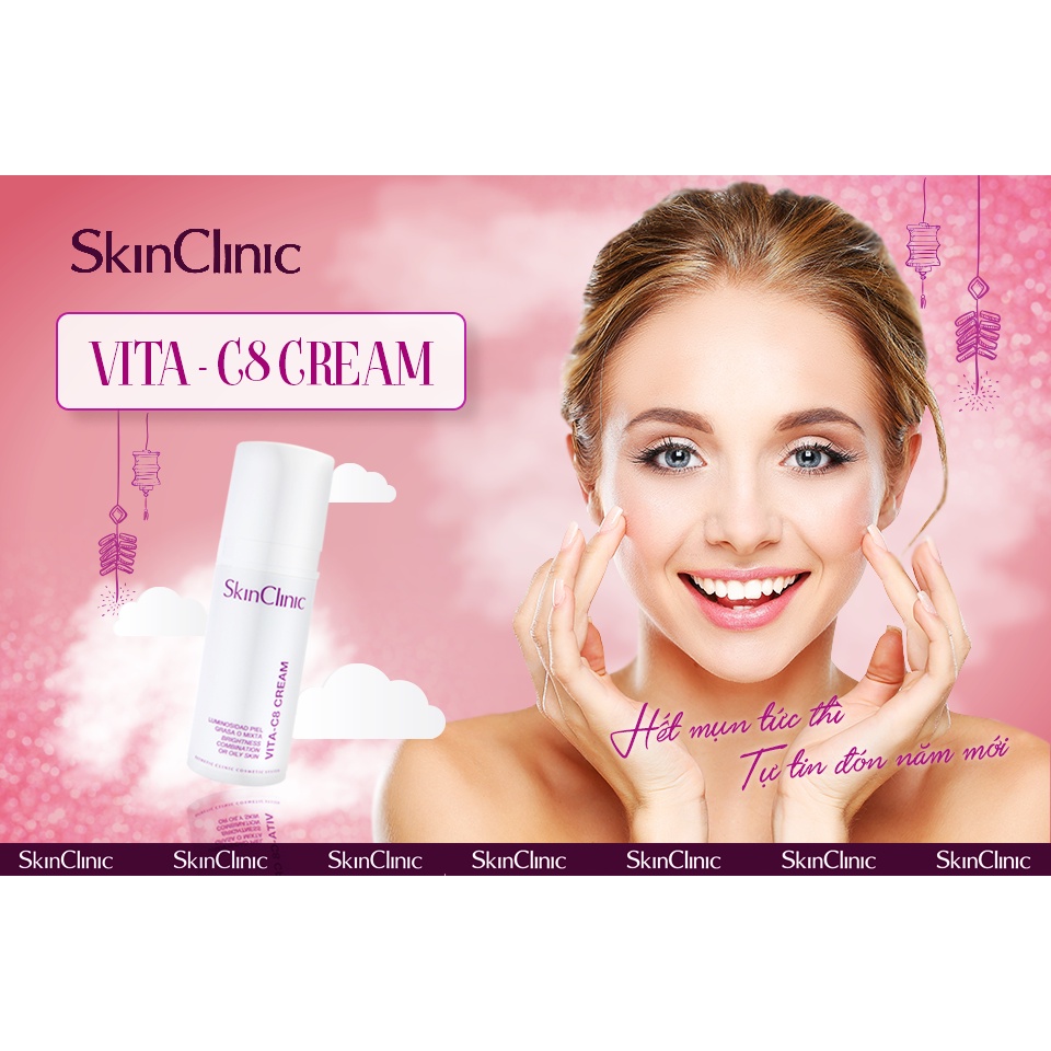 Tinh Chất Giảm Mụn Dành Cho Da Nhờn Dầu Skin Clinic Vita-C8 Cream PMT Cosmetics 50ml