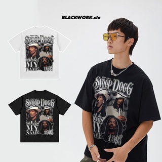 Áo thun vintage snoop dogg tay lỡ unisex - đen/trắng cổ tròn | blackwork