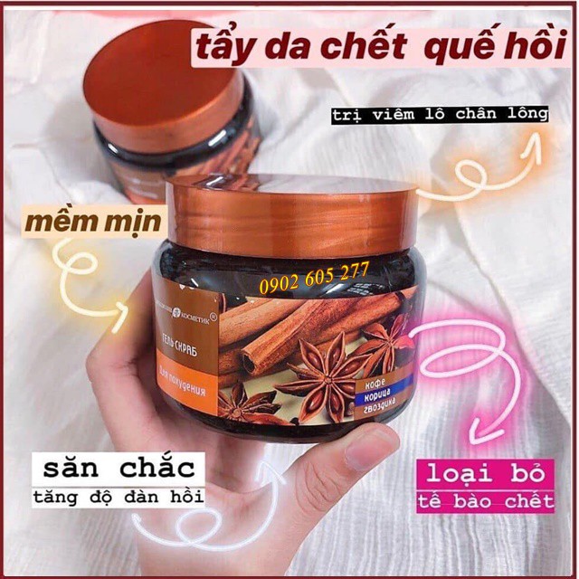 [Hàng chính hãng]  Tẩy Tế Bào Chết Toàn Thân Exclusive  Belarus Chiết Xuất Quế Hồi &amp; Cafe Của Nga