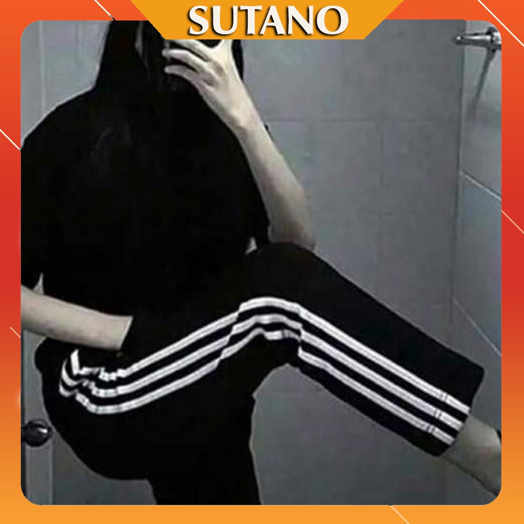 Quần thể thao 3 sọc nữ ống suông rộng baggy Umi cao cấp học sinh Q452 SUTANO