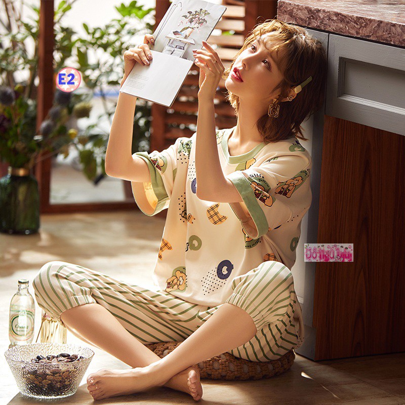 Bộ Pijama Cộc Tay Mã E2