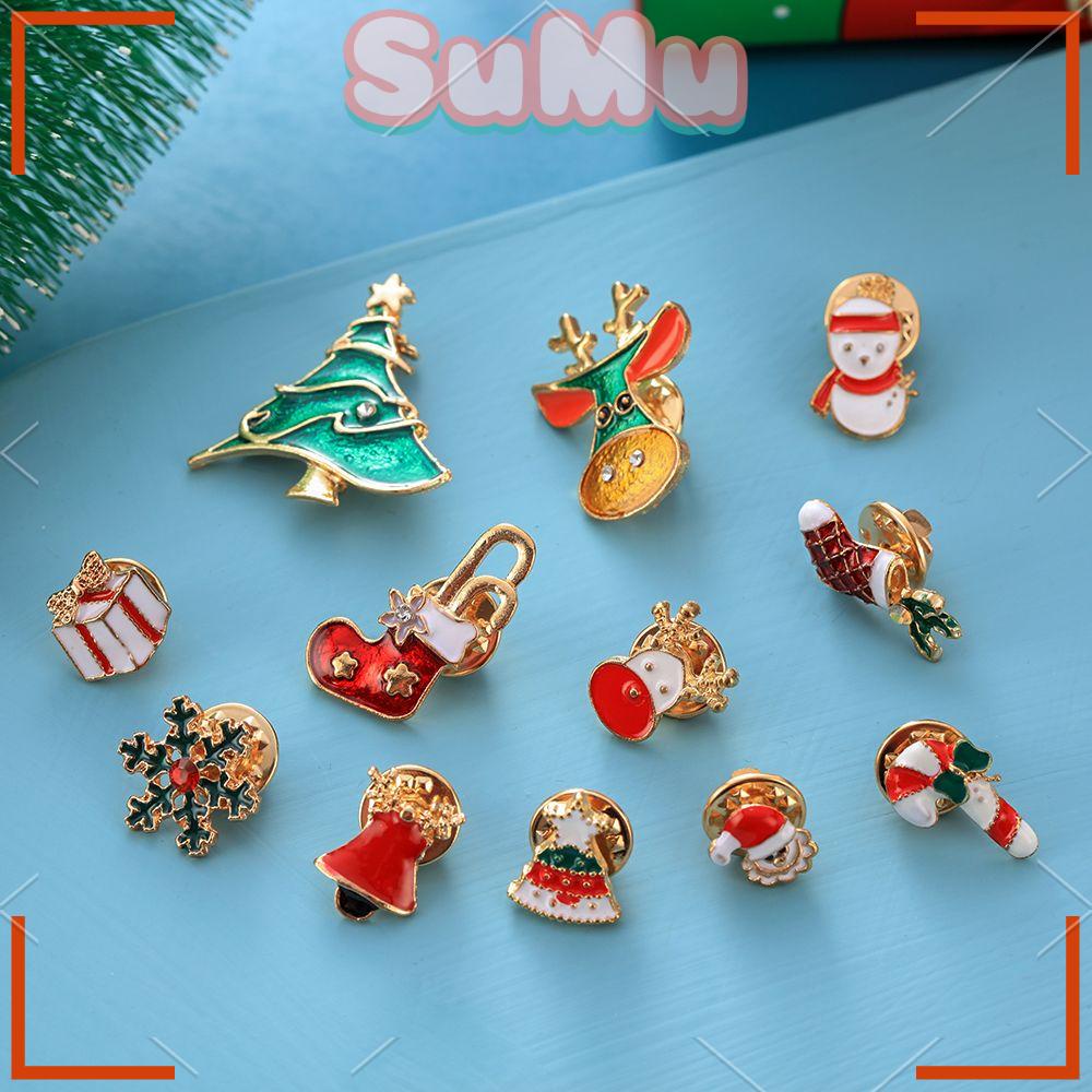 Trâm Cài Áo Hình Ông Già Noel / Người Tuyết / Tuần Lộc Giáng Sinh Tráng Men