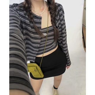 JANET STUDIO •  Set áo sọc xám đen