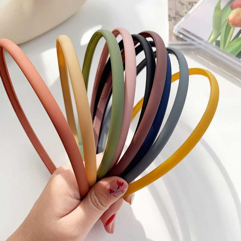 Băng Đô Cài Tóc Bằng Nhựa Mặt Nhám Màu Trơn Chống Trượt Thiết Kế Đơn Giản Thanh Lịch Cho Nữ