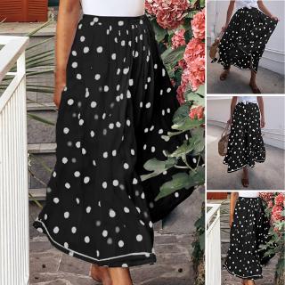 Chân váy maxi lưng thun chấm bi thời trang nữ tính