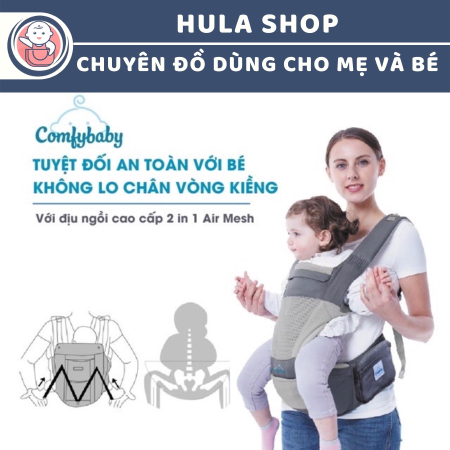 Địu ngồi cao cấp 4 tư thế 2 trong 1 AIR MESH Comfybaby CF818