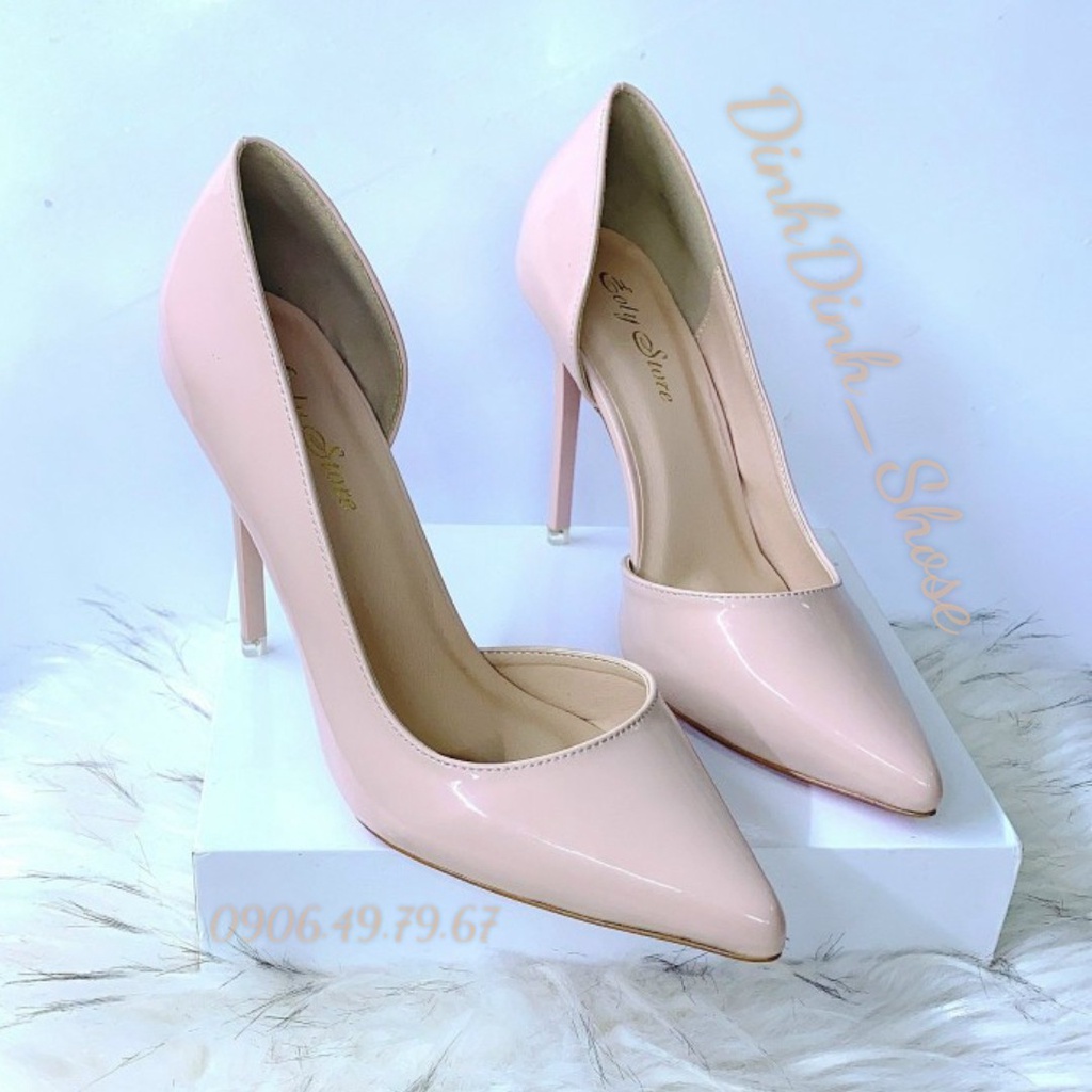 Giày cao gót nữ bít mũi, hở eo thời thượng đế Pháp đỏ gót nhọn cao 7cm và 9cm nhiều màu  - DinhDinh Store