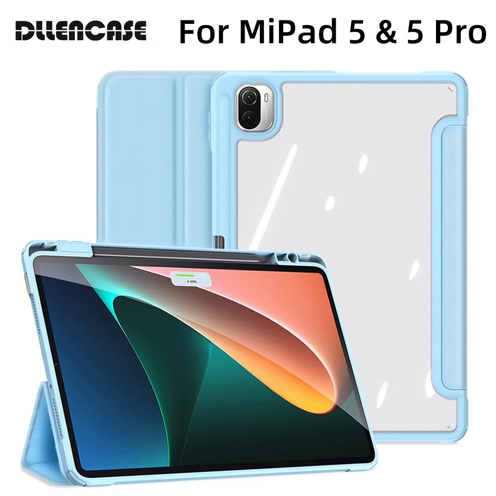 Bao da máy tính bảng Dllencase A304 trong suốt tự động ngủ/ đánh thức thông minh cho Xiaomi pad 5 Mipad 5 Mipad 5 Pro