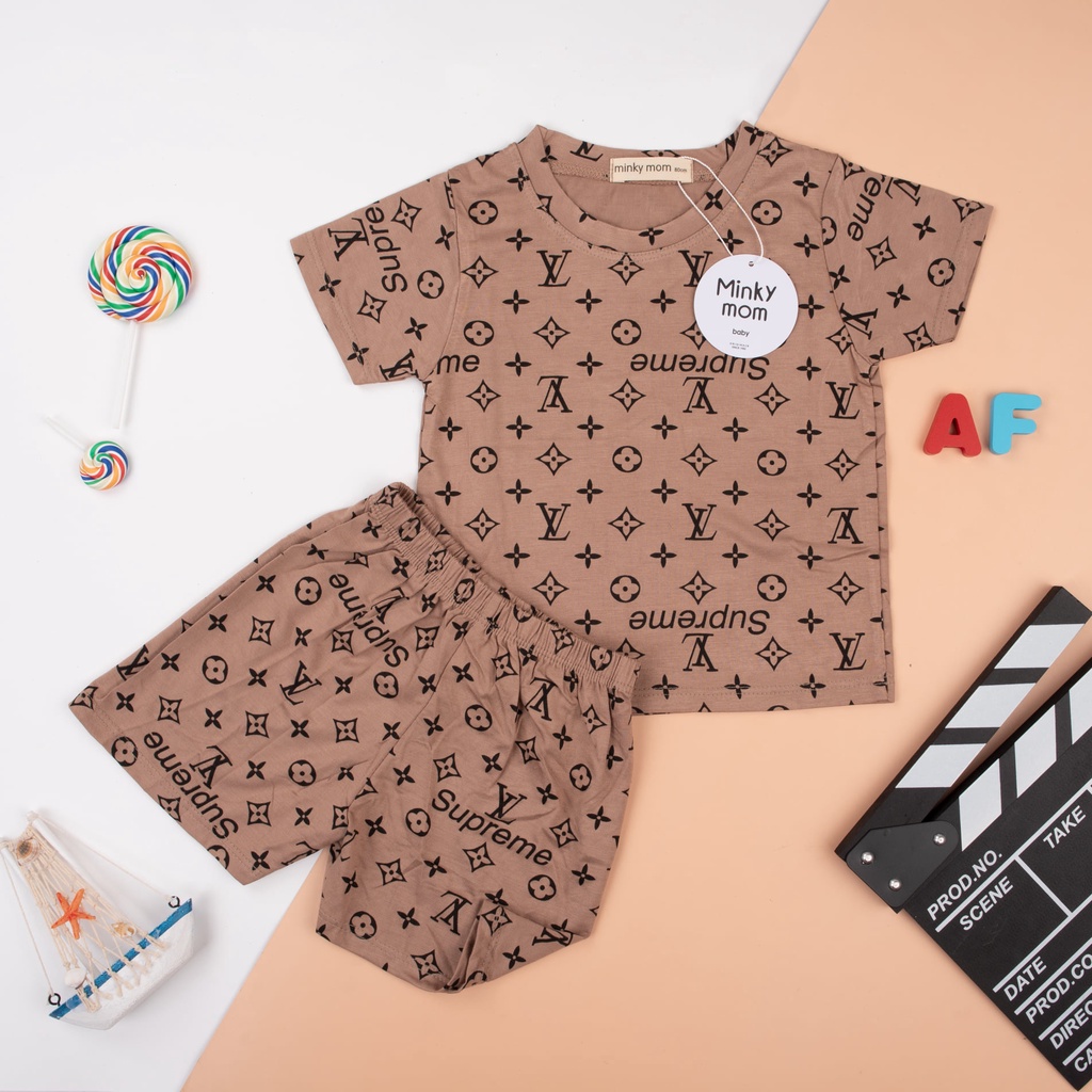 Bộ cộc tay LV Sup cho bé trai bé gái AF KID chất liệu cotton cao cấp siêu mềm siêu mát