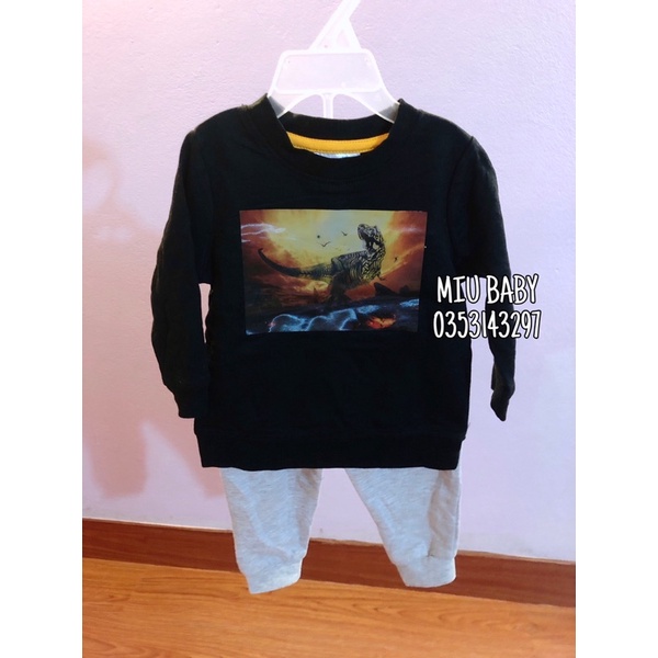 Set bộ nỉ nguyên móc bé trai bé gái 3 màu du xịn