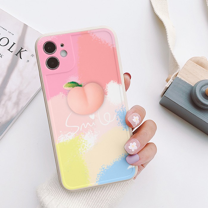 Ốp lưng iphone viền nổi bóng smile đào bóp 6plus/6s/6splus/7/7plus/8/8plus/x/xr/xs/11/12/pro/max/plus/-Sale Sốc D3-6